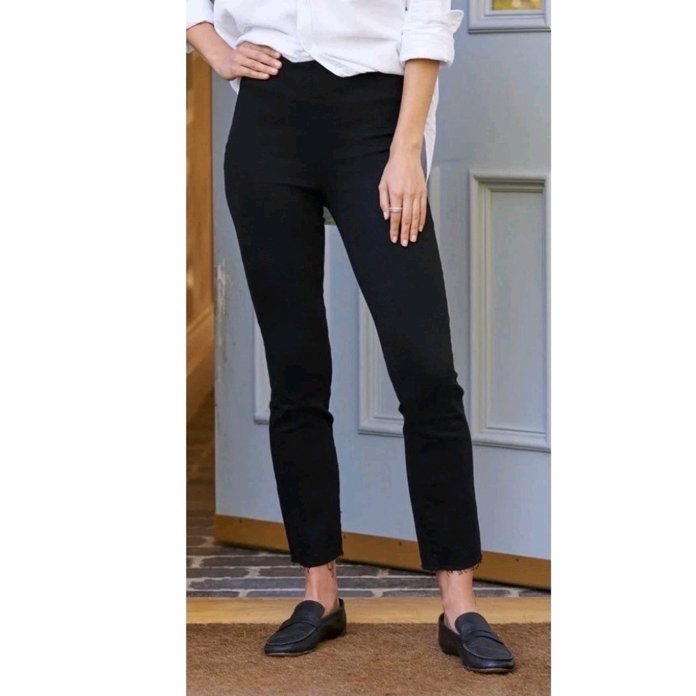 Frank & Eileen DERRY ILLUSION Pull-On Jean Black Sz 24 Raw Hem $268